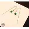 Vergoldete lange Ohrringe - quadratische Smaragd - 925 Sterling Silber