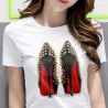 High Heelschuhe - bedrucktes T-Shirt - Kurzarm