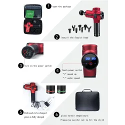 Massagepistole - Muskelentlastung / Entspannung - Elektro-Körpermassagegerät - 30 Geschwindigkeiten - 2500mAH
