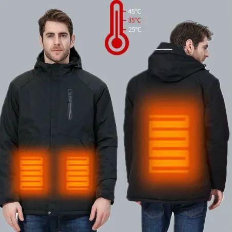 USB - beheizte Wärmejacke mit Kapuze / Reißverschluss - wasserdicht
