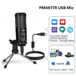 AU-PM461TR - USB-Mikrofonkondensator - Aufnahme - Online-Lernen - Treffen - Live-Streaming - Spiele - mit Stativständer