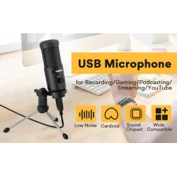 AU-PM461TR - USB-Mikrofonkondensator - Aufnahme - Online-Lernen - Treffen - Live-Streaming - Spiele - mit Stativständer