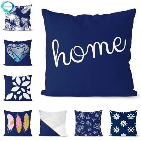 Marineblau geometrische - Kissenbezug - Polyester - 45 * 45cm