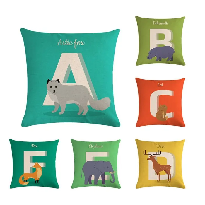 Animal alphabet - cushion cover - cotton - 45 * 45cmCushion covers
