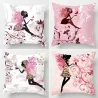 Pink flower fairy - cushion cover - cotton - 45 * 45cmCushion covers