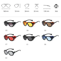 Steampunk Sonnenbrille - mit Lederseitentönen - UV400 - unisex