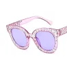 Retro quadratische Sonnenbrille - mit Kristallen - UV400