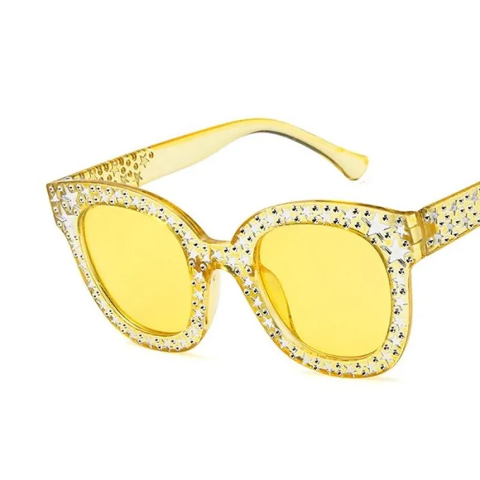 Retro quadratische Sonnenbrille - mit Kristallen - UV400