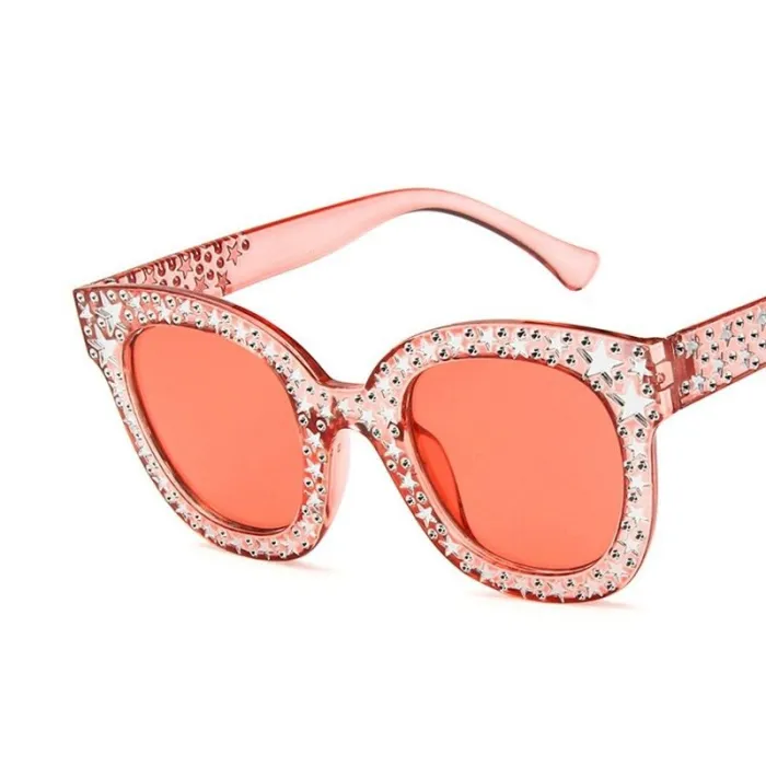 Retro quadratische Sonnenbrille - mit Kristallen - UV400