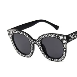 Retro square sunglasses - with crystals - UV400Sunglasses