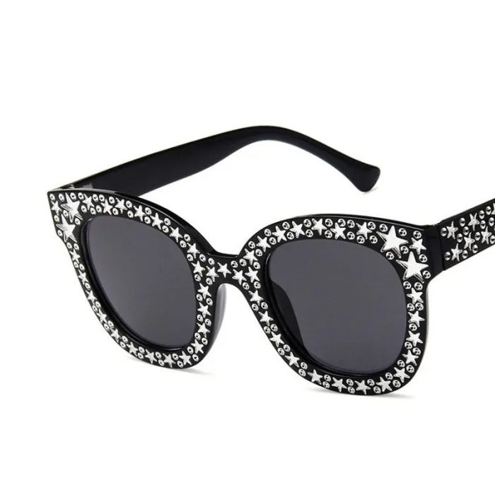 Retro quadratische Sonnenbrille - mit Kristallen - UV400