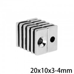 N35 - Neodymmagnet - leistungsstarker Block - mit 4mm Loch - 20 * 10 * 3mm - 5 - 100 Stück