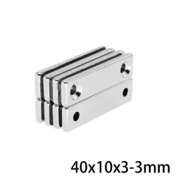 N35 - Neodymmagnet - mit 2 4mm Löchern - 40 * 10 * 3mm - 5 - 10 - 20 - 30 - 50 Stück
