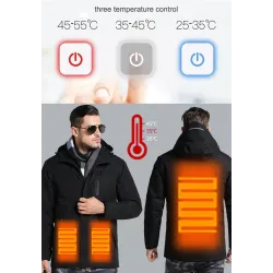 USB - beheizte Wärmejacke mit Kapuze / Reißverschluss - wasserdicht