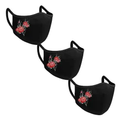 Face / mouth protective mask - reusable - cotton - flower print - 3 piecesMouth masks