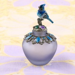 Vintage handmade glass perfume bottle - refillable - blue bird - 40mlPerfumes