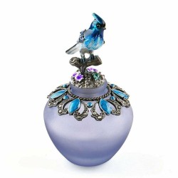 Vintage handgemachte Glas Parfümflasche - nachfüllbar - blauer Vogel - 40ml