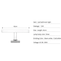 Modern - LED Spiegel Licht - Wandleuchte - Edelstahl - wasserdicht - 12W - AC 90-265V - 42cm