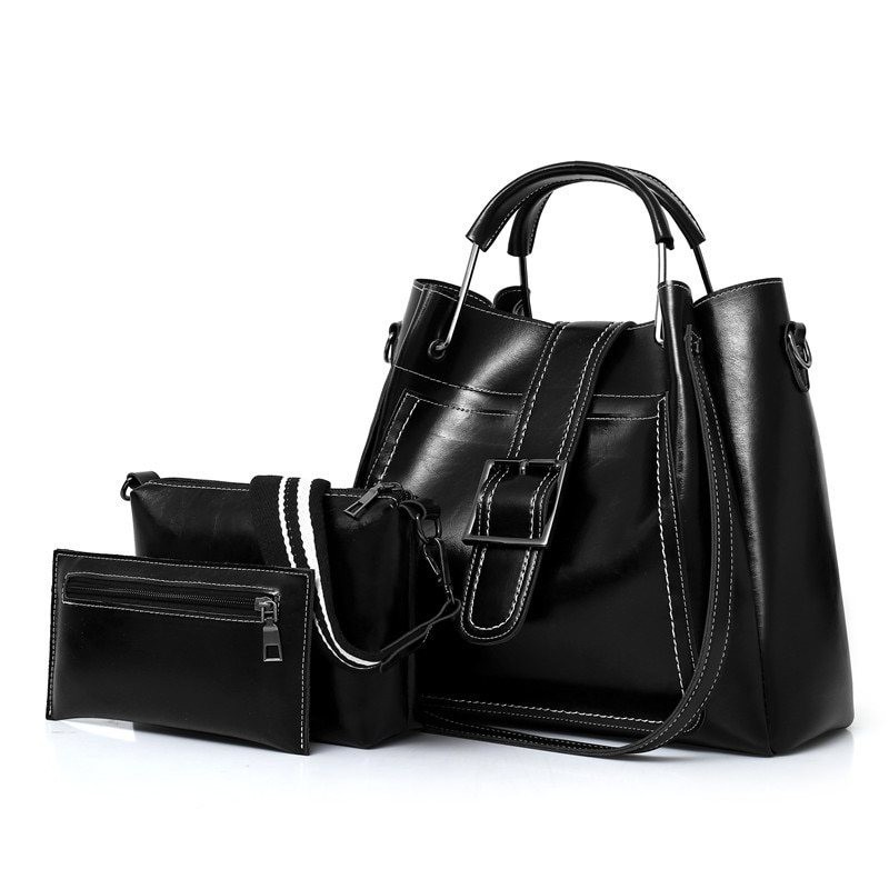 Elegante Lederhandtasche - Umhängetasche - kleine Handtasche - 3-teiliges Set