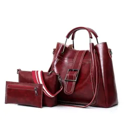 Elegante Lederhandtasche - Umhängetasche - kleine Handtasche - 3-teiliges Set