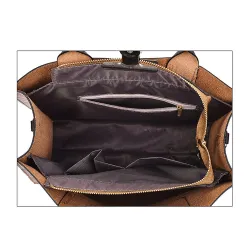 Modische Lederhandtasche - Umhängetasche - kleine Clutch - Hanf-Logo - 3-teiliges Set