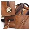 Modische Lederhandtasche - Umhängetasche - kleine Clutch - Hanf-Logo - 3-teiliges Set