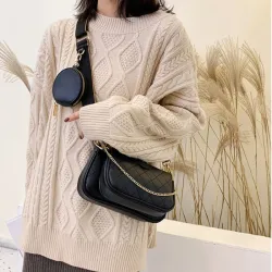 Lederhandtasche - Umhängetasche - kleine Clutch - abnehmbares Design - 3-teiliges Set