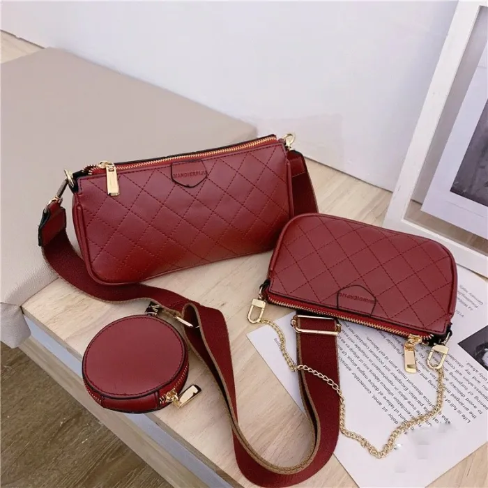 Lederhandtasche - Umhängetasche - kleine Clutch - abnehmbares Design - 3-teiliges Set