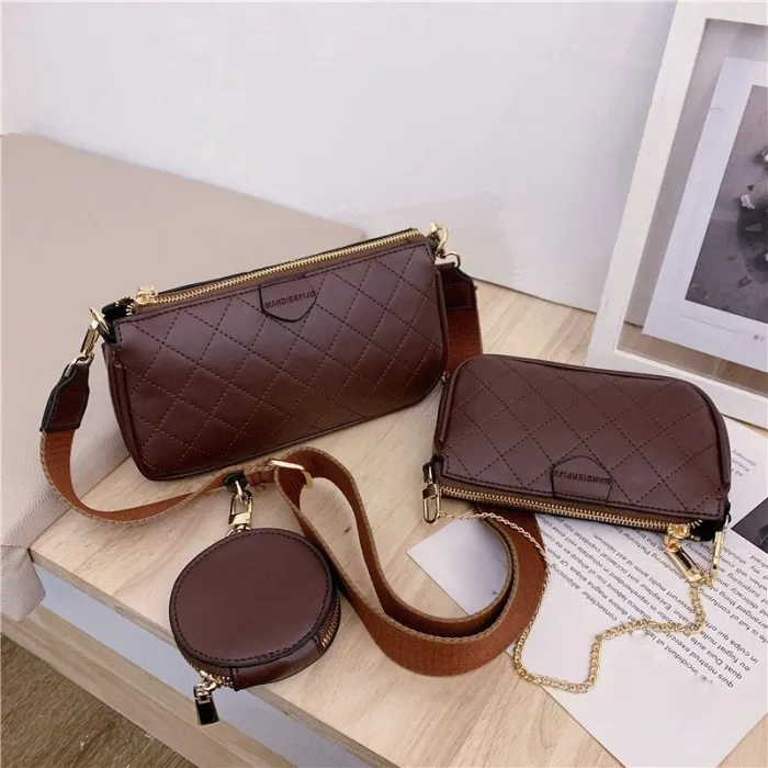 Lederhandtasche - Umhängetasche - kleine Clutch - abnehmbares Design - 3-teiliges Set