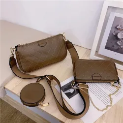 Lederhandtasche - Umhängetasche - kleine Clutch - abnehmbares Design - 3-teiliges Set
