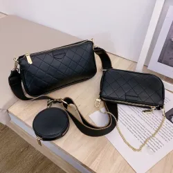 Lederhandtasche - Umhängetasche - kleine Clutch - abnehmbares Design - 3-teiliges Set