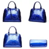 Lederhandtasche - Umhängetasche - kleine Geldbörse - Blumendruck - 3-teiliges Set