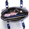 Lederhandtasche - Umhängetasche - kleine Geldbörse - Blumendruck - 3-teiliges Set