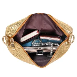 Ledertasche - Umhängetasche - kleine Clutch - Krokodilleder-Design - 3-teiliges Set