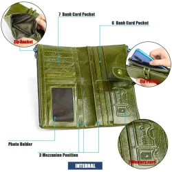 Lange Brieftasche mit Reißverschluss - echtes Leder