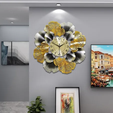 Ginkgo leaf - luxurious wall clock - quartz - 60cmClocks