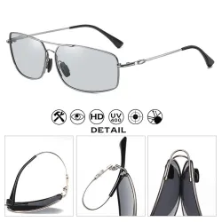 Photochrome Metallsonnenbrille - polarisiert - Tag / Nacht fahren - UV 400