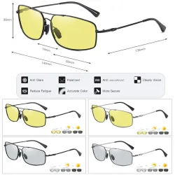 Photochrome Metallsonnenbrille - polarisiert - Tag / Nacht fahren - UV 400