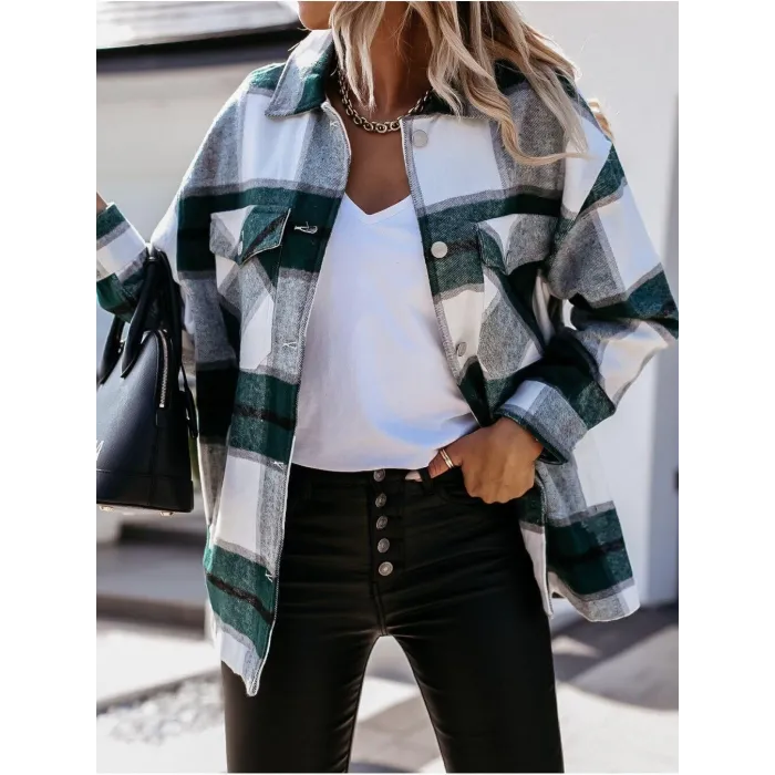 Vintage plaid shirt with long sleeves and buttons - jacketBlouses & shirts