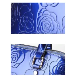 Lederhandtasche - Umhängetasche - kleine Geldbörse - Blumendruck - 3-teiliges Set