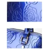 Lederhandtasche - Umhängetasche - kleine Geldbörse - Blumendruck - 3-teiliges Set