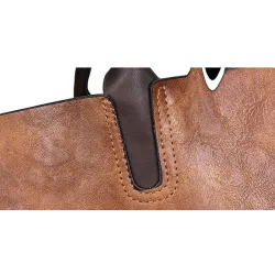 Modische Lederhandtasche - Umhängetasche - kleine Clutch - Hanf-Logo - 3-teiliges Set