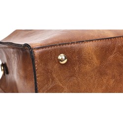 Modische Lederhandtasche - Umhängetasche - kleine Clutch - Hanf-Logo - 3-teiliges Set