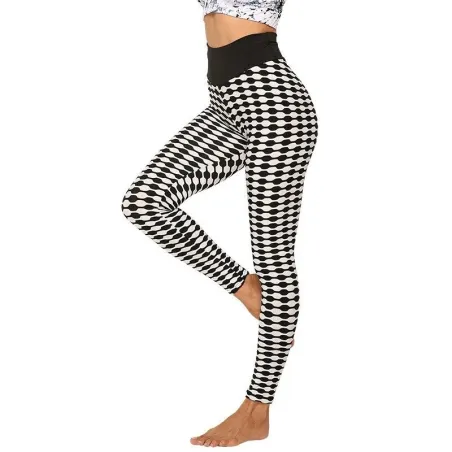 Dehnbare lange Leggings - Abnehmen - mit Gitterdruck - Fitness - Yoga