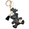Leather bear keychain - with tasselsKeyrings