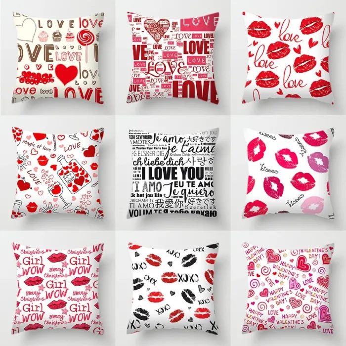 Valentine's Day - lips - hearts - day - cushion cover - 45 * 45cmCushion covers