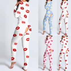 Schlafoverall mit Knöpfen - einteiliger Pyjama mit funktionellem Klappenrücken