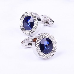 Round blue crystal cufflinks - 2 pieces