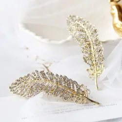 Crystal feather - leaf - hair clipHair clips
