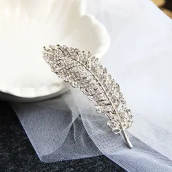 Crystal feather - leaf - hair clipHair clips
